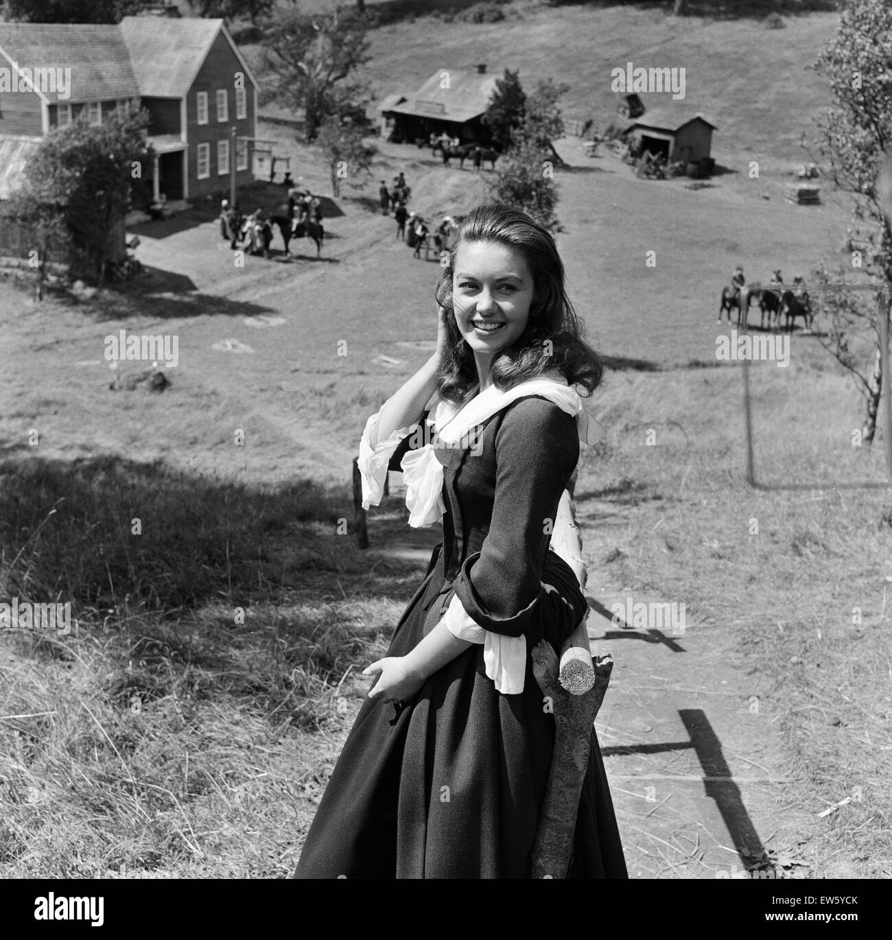 Janette Scott sur le tournage de "The Devil's Disciple' à Tring Park, Hertfordshire. 30 juillet 1958. Banque D'Images