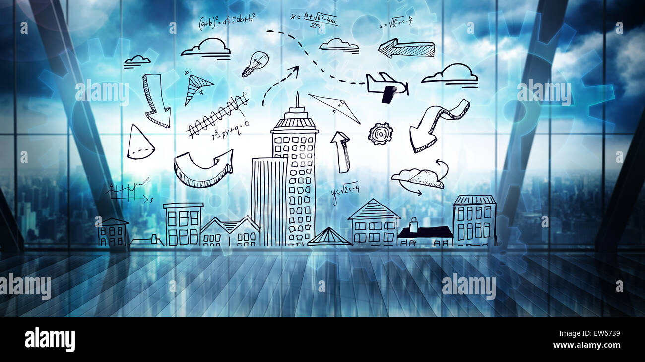 Image composite de cityscape doodle Banque D'Images