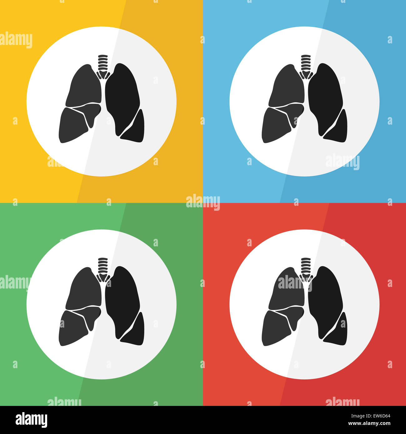 Icône pulmonaire ( plate ) sur un fond de couleur différente ( vue avant ) Utiliser pour les maladies pulmonaires ( La tuberculose pulmonaire Pneumonie , , ca Banque D'Images