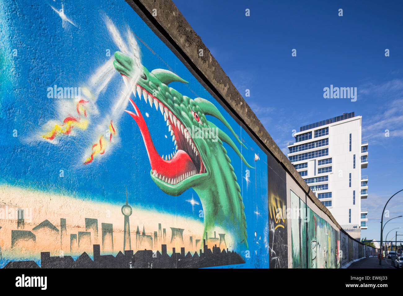 Mur de Berlin, East Side Gallery, Berlin, Allemagne Banque D'Images