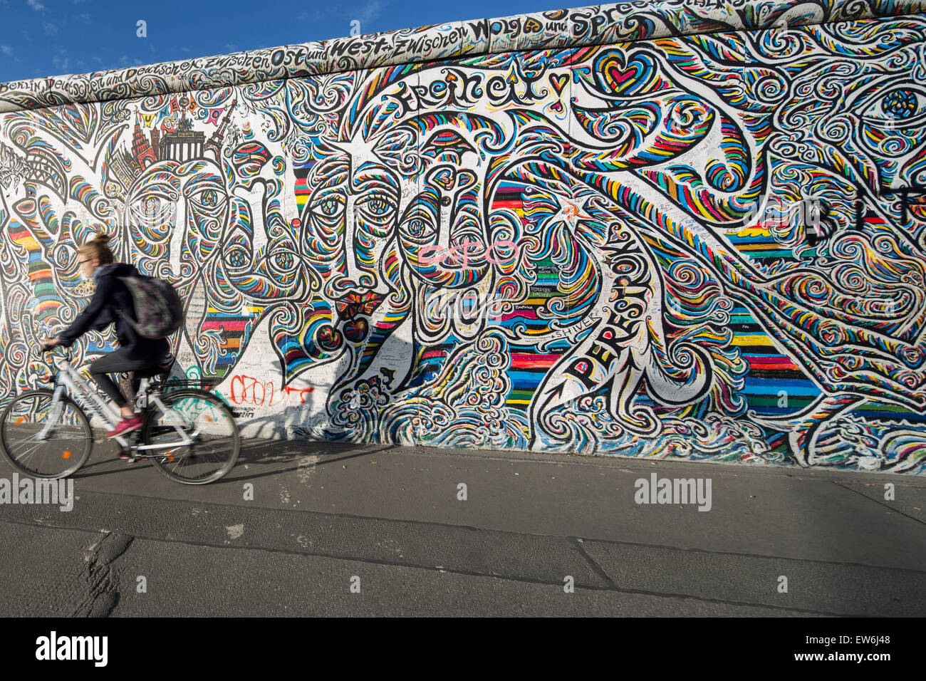 Mur de Berlin, East Side Gallery, Berlin, Allemagne Banque D'Images