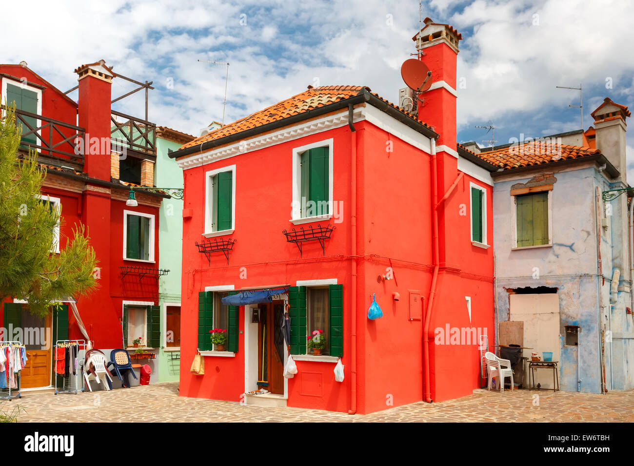 Maisons colorées sur la Burano, Venise, Italie Banque D'Images