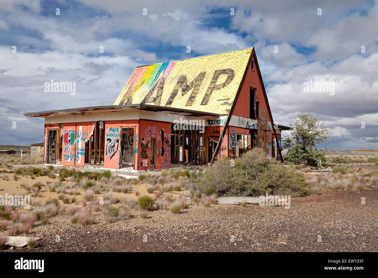 Kamp Magasin et bureau à deux canons. Deux canons est situé en Arizona, à l'est de Flagstaff, sur ce qui était autrefois la route 66. Banque D'Images