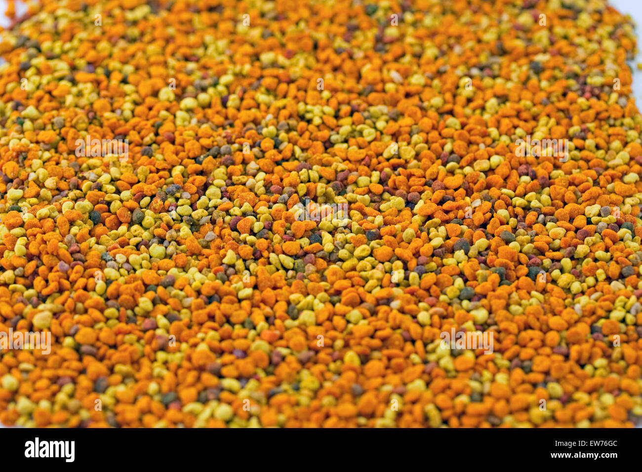 Un mélange de produits frais bio naturel coloré petite taille des grains de pollen. Banque D'Images