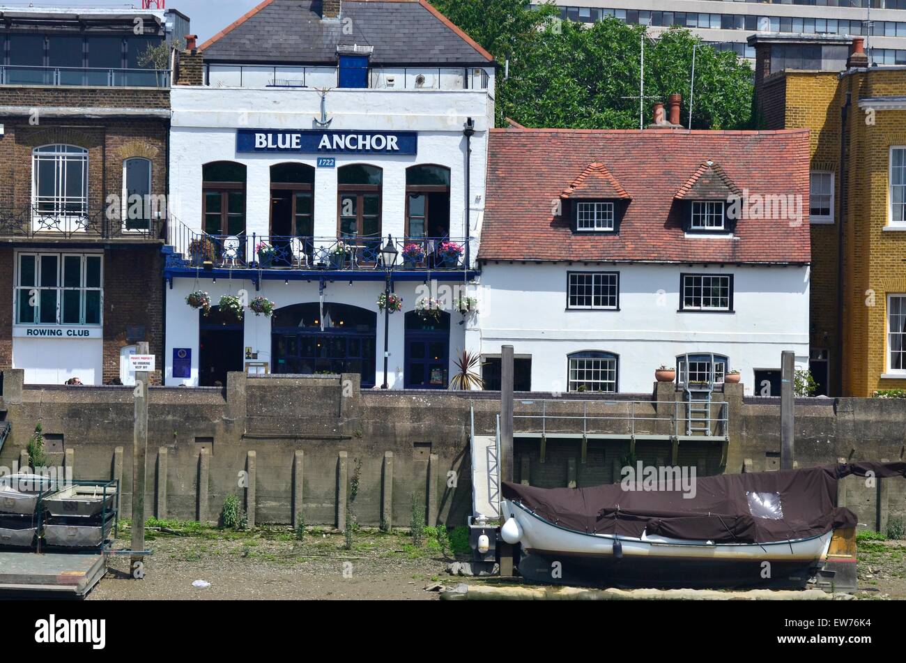 La Blue Anchor pub, Lower Mall, Hammersmith, London, England, UK Banque D'Images
