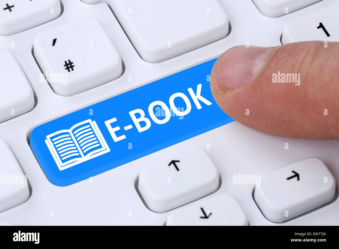Commander E-book Ebook télécharger sur internet ordinateur icône de clavier cote Banque D'Images