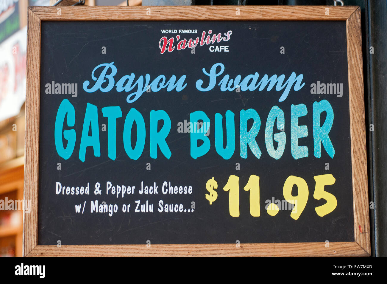 Signe pour Gator Burger Banque D'Images