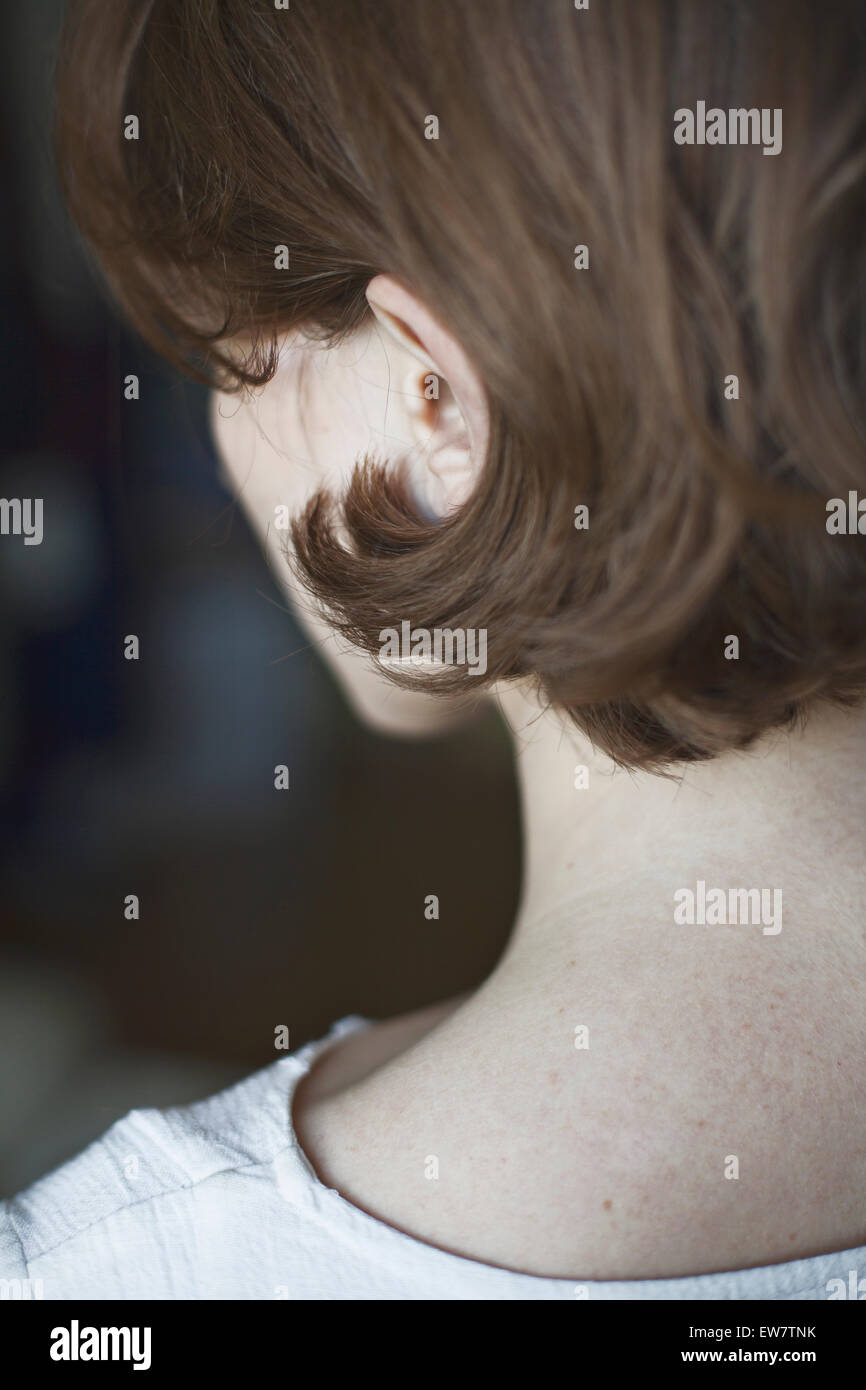 Close-up of a woman's cou par derrière Banque D'Images