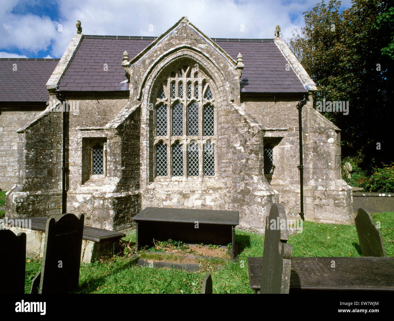 Chapelle sud attaché à l'église, choeur de Llangadwaladr Anglesey, construit 1661 par Ann comme un mémorial à son mari, le colonel Hugh Owen. Banque D'Images