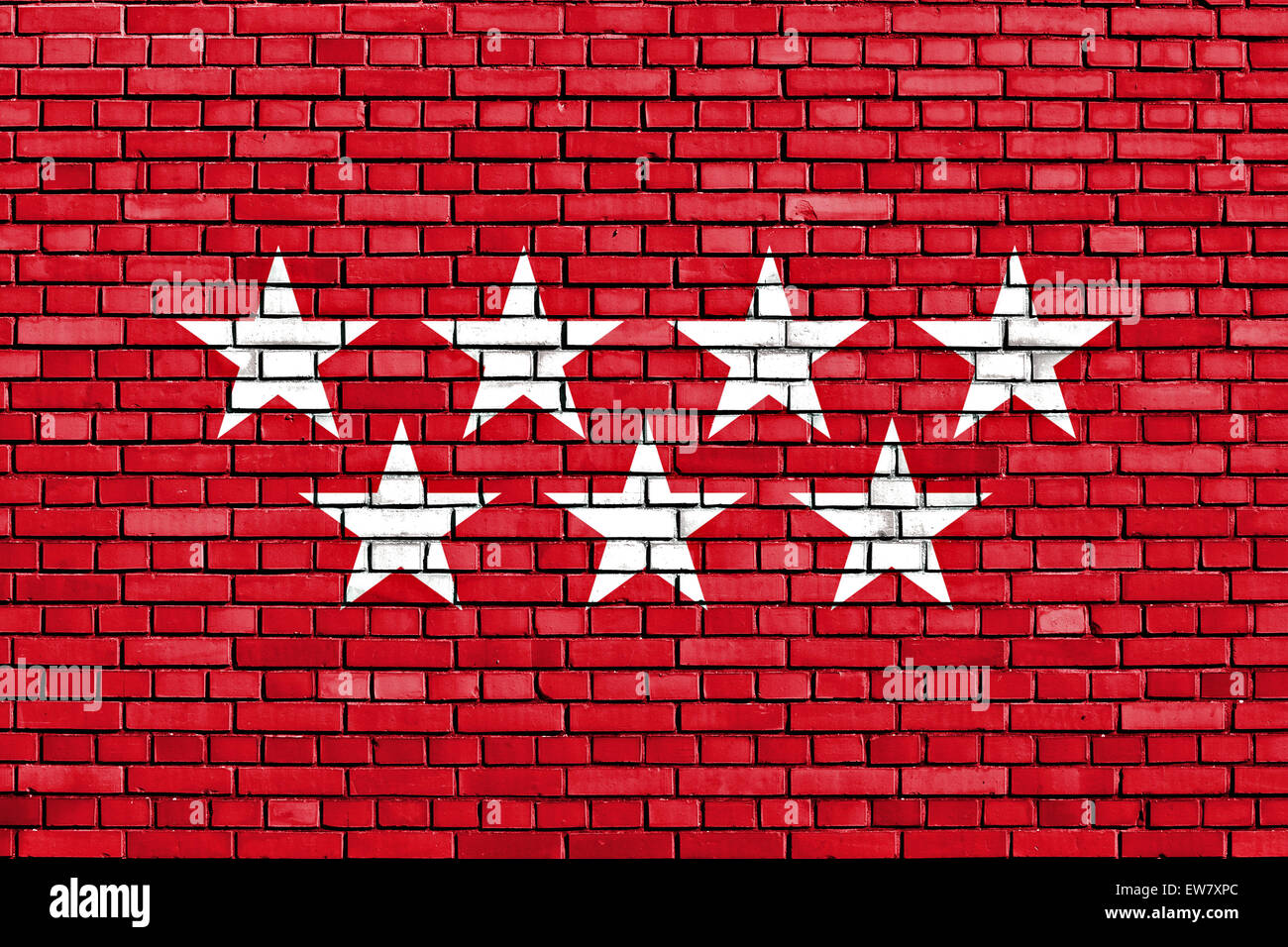 Drapeau de la Communauté de Madrid a peint sur mur de brique Banque D'Images