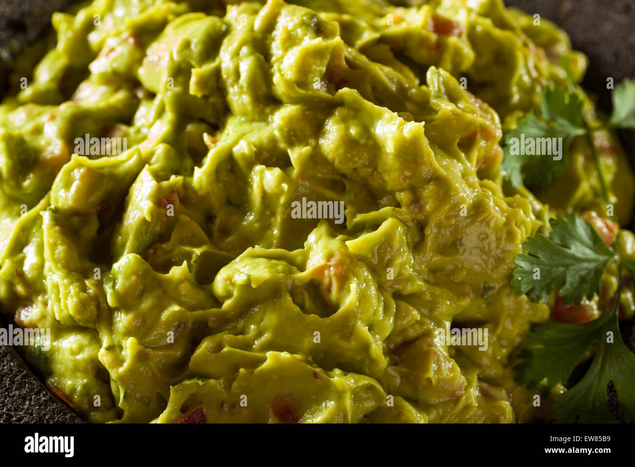 Du Guacamole et chips maison prêt à manger Banque D'Images