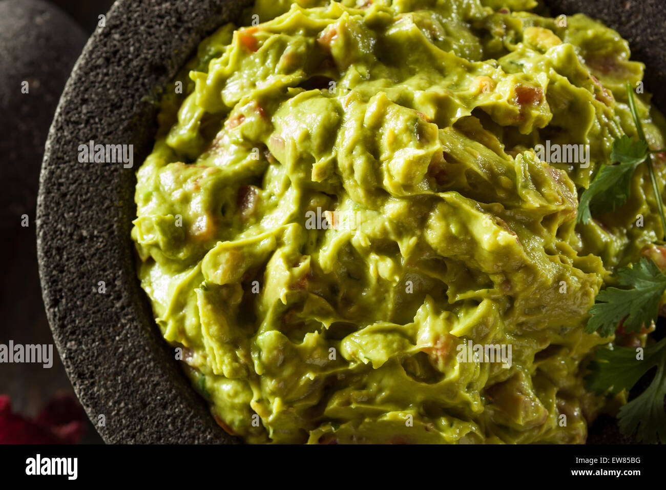 Du Guacamole et chips maison prêt à manger Banque D'Images