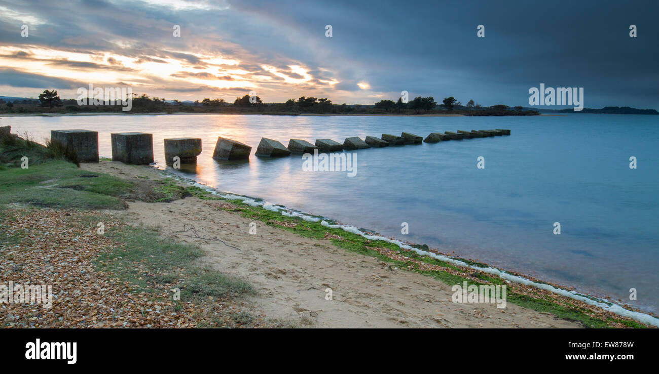 La défense du réservoir de blocs dans la baie de Studland Dorset Banque D'Images