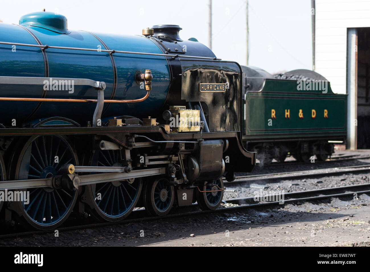 Peu de trains à vapeur sur le Romney, Hythe et Dymchurch Railway, Kent, Angleterre Banque D'Images