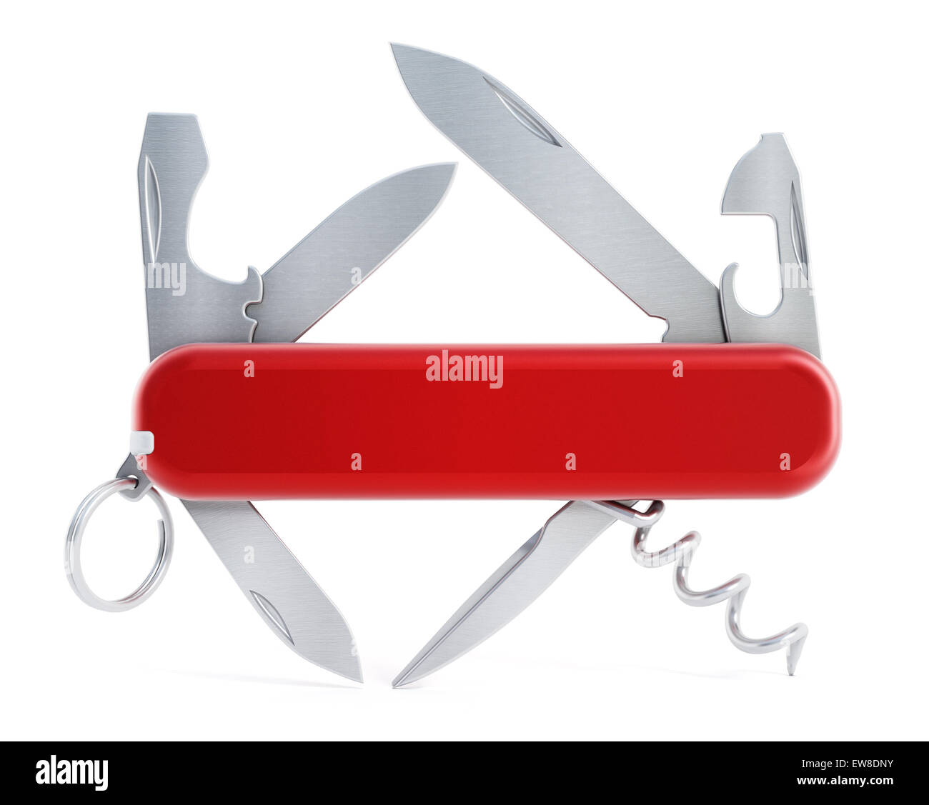 Couteau suisse isolé sur fond blanc Banque D'Images