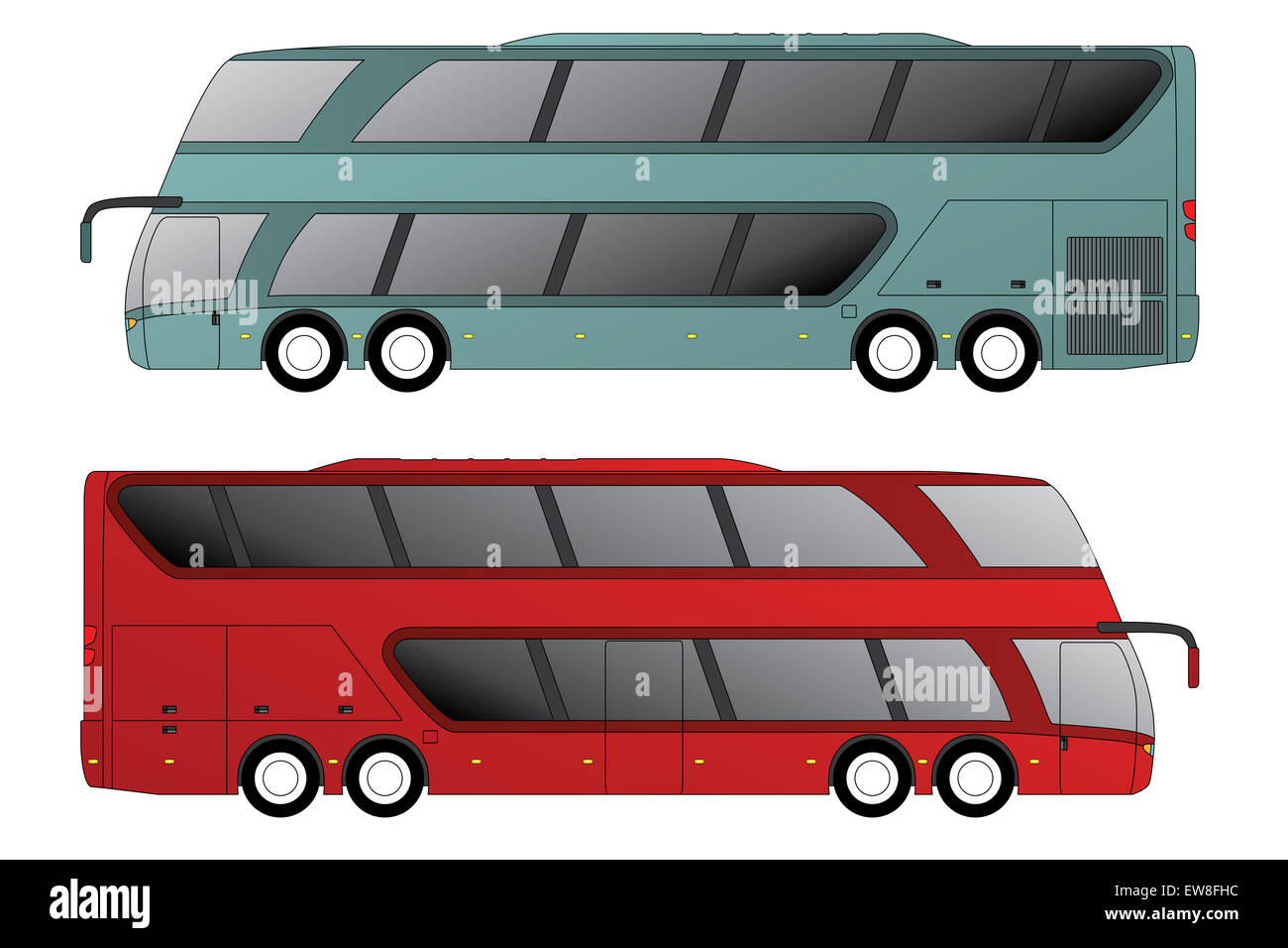 Double decker bus touristique avec la conception de l'essieu double à l'avant et arrière Banque D'Images