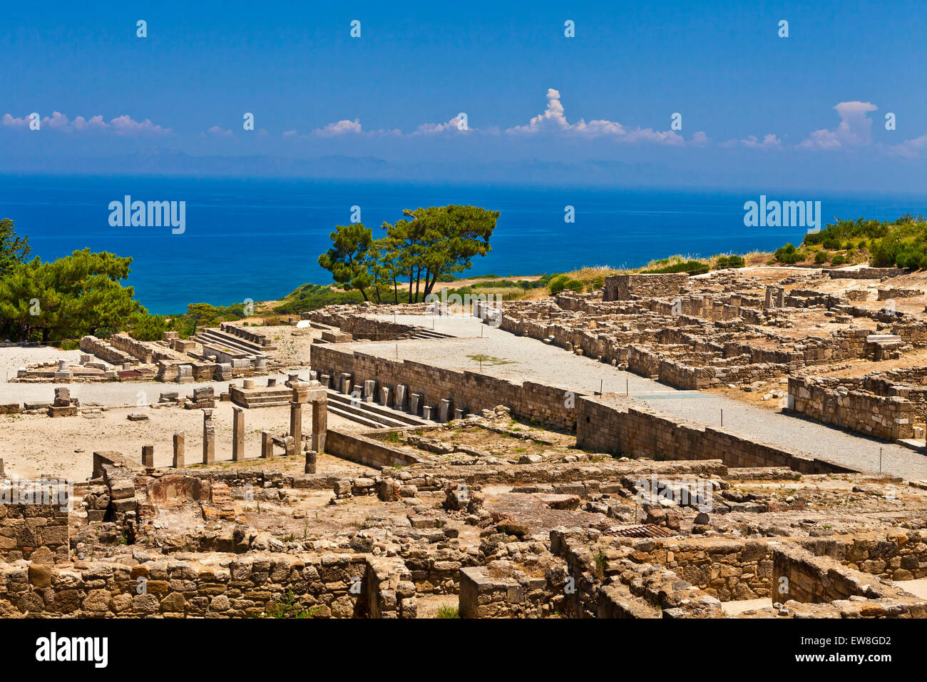 Site archéologique de l'antique Kamiros sur l'île de Rhodes, Grèce. Banque D'Images