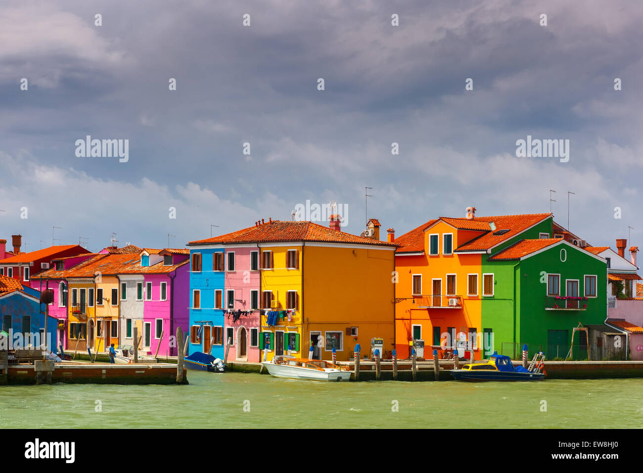 Maisons colorées sur la Burano, Venise, Italie Banque D'Images
