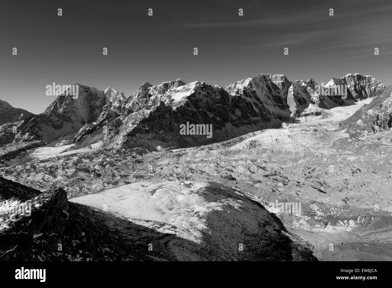 Le Changri Nup Glacier, camp de base de l'Everest trek, Site du patrimoine mondial de l'UNESCO, le parc national de Sagarmatha, Solu-Khumbu, district Banque D'Images
