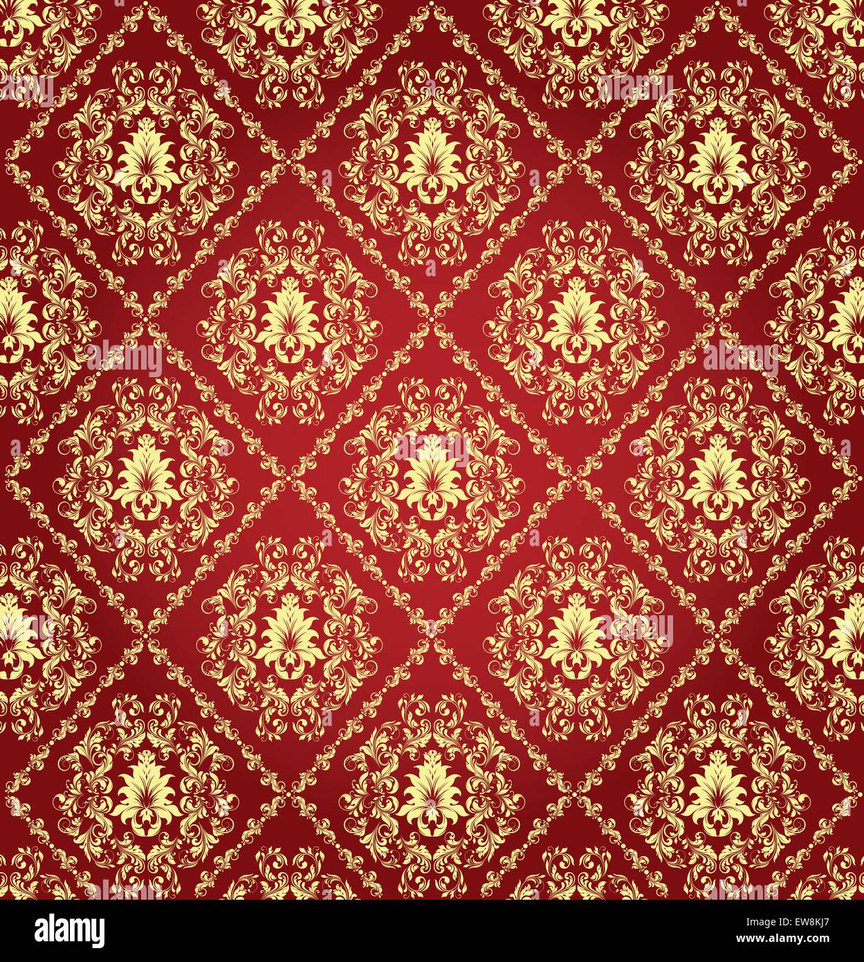 Vintage avec un élégant design floral abstrait, l'or des fleurs sur la rouge. Vector illustration. Illustration de Vecteur