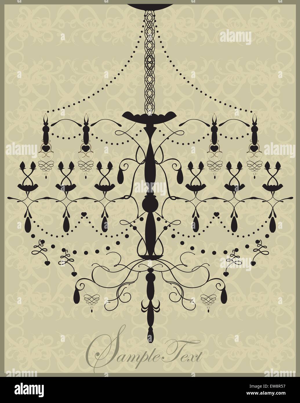 Carte d'invitation vintage avec un design élégant, d'un lustre. Vector illustration. Illustration de Vecteur