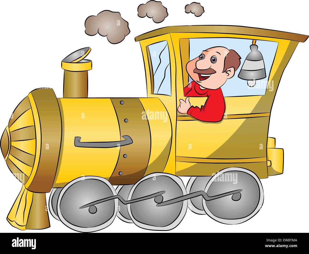 Vector illustration de l'heureux conducteur d'une machine à vapeur. Illustration de Vecteur