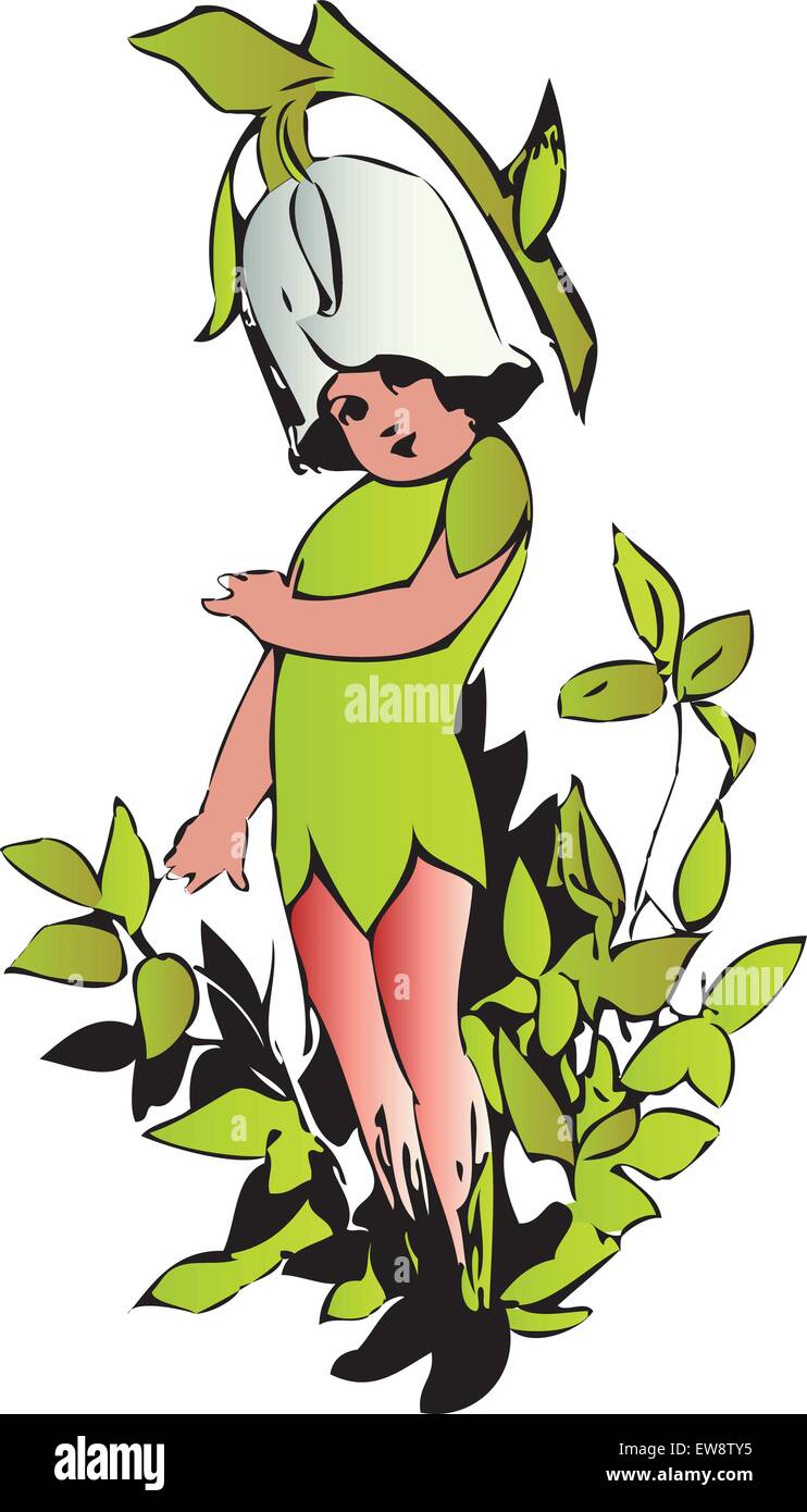 Tuyaux d'Indiens sont connus sous le nom de Fantômes de Summer's Woods, ou Ghost de fleurs. Les enfants fleurs peintes off : le petits cousins de la Illustration de Vecteur