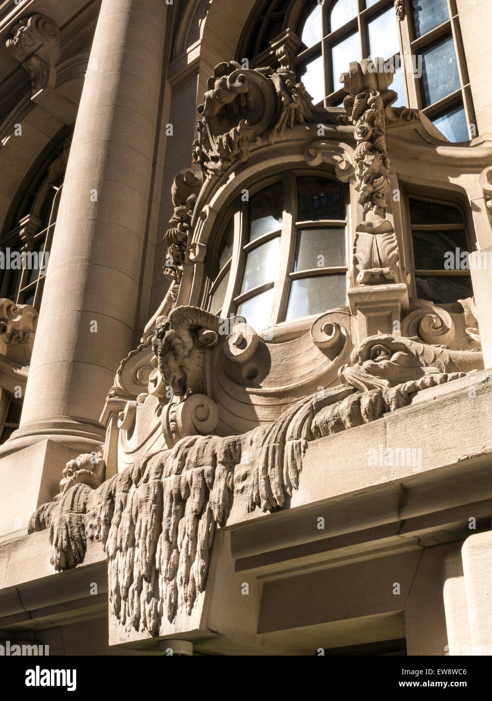 Façade de la marine ornée, New York Yacht Club, 37 West 44th Street, NEW YORK CITY Banque D'Images