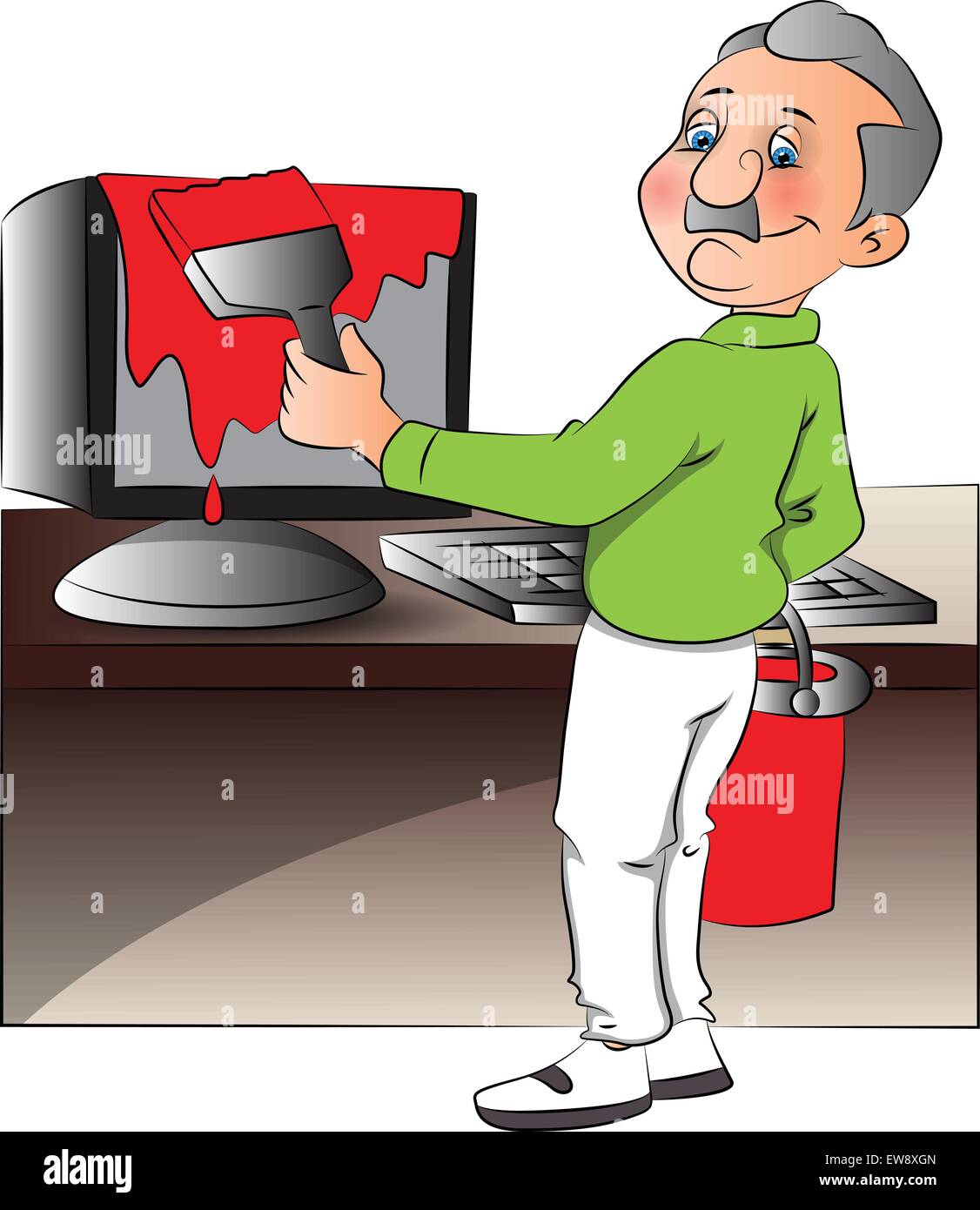 Vector illustration d'un homme calculateur de peinture. Illustration de Vecteur