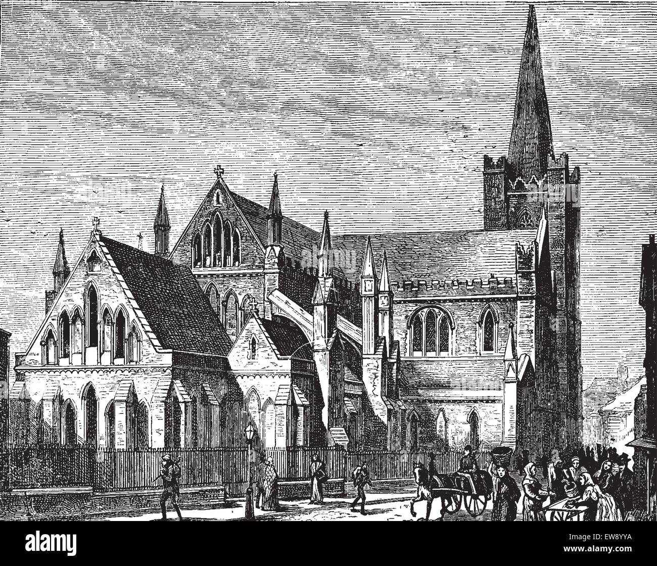 La Cathédrale de St Patrick, vintage engraved illustration. Journal des voyages, Journal de voyage, (1879-1880). Illustration de Vecteur