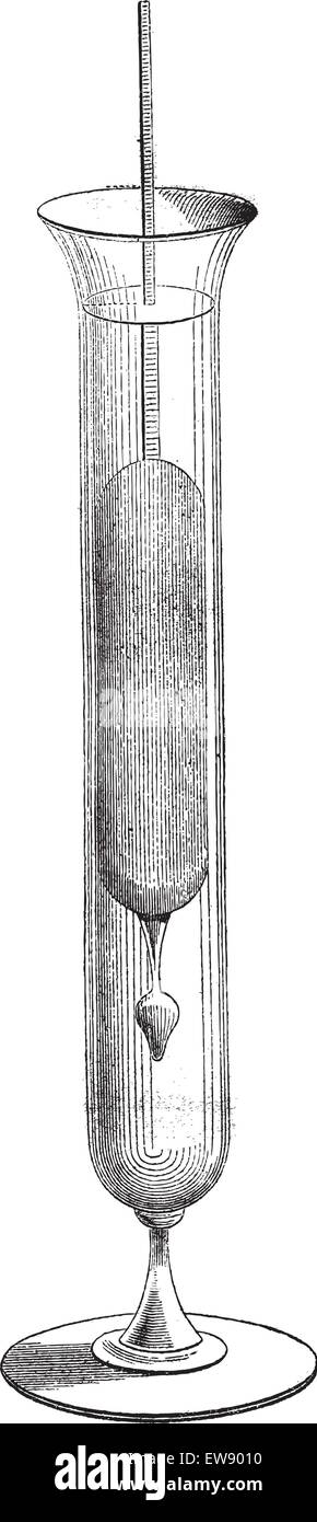 Lacto densimètre, un hydromètre pour mesurer la densité du lait, vintage engraved illustration. Le Magasin pittoresque - L Illustration de Vecteur