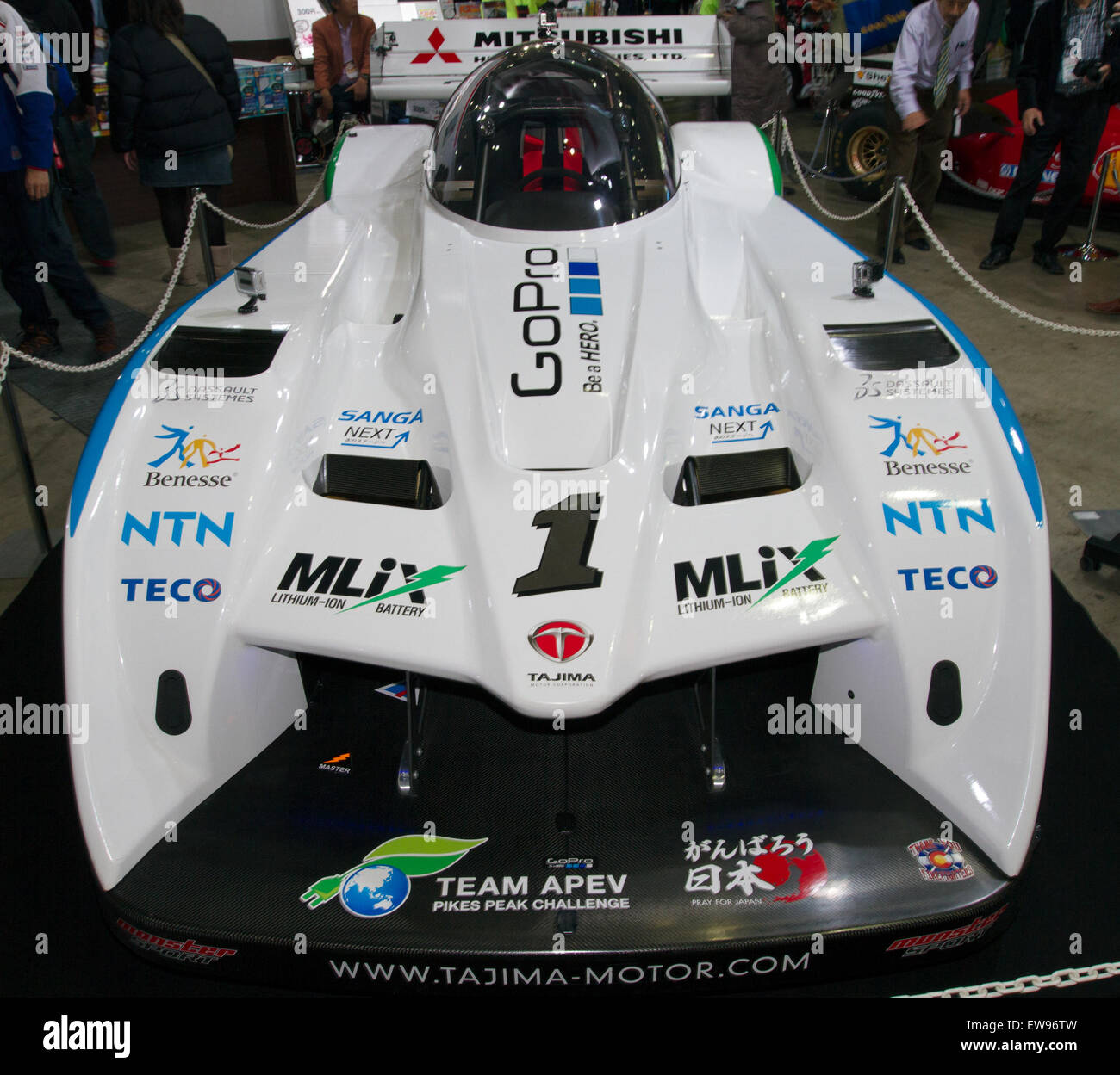 La Monster Sport E-Runner Pikes Peak Special, exposée au Tokyo Auto salon de 2013, une voiture de course électrique hautes performances conçue pour les courses de côte. Banque D'Images