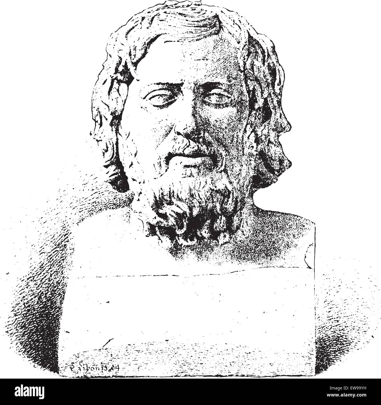 Xénophon Xénophon ou d'Athènes, vintage engraved illustration. Dictionnaire des mots et des choses - Larive et Fleury - 1895. Illustration de Vecteur