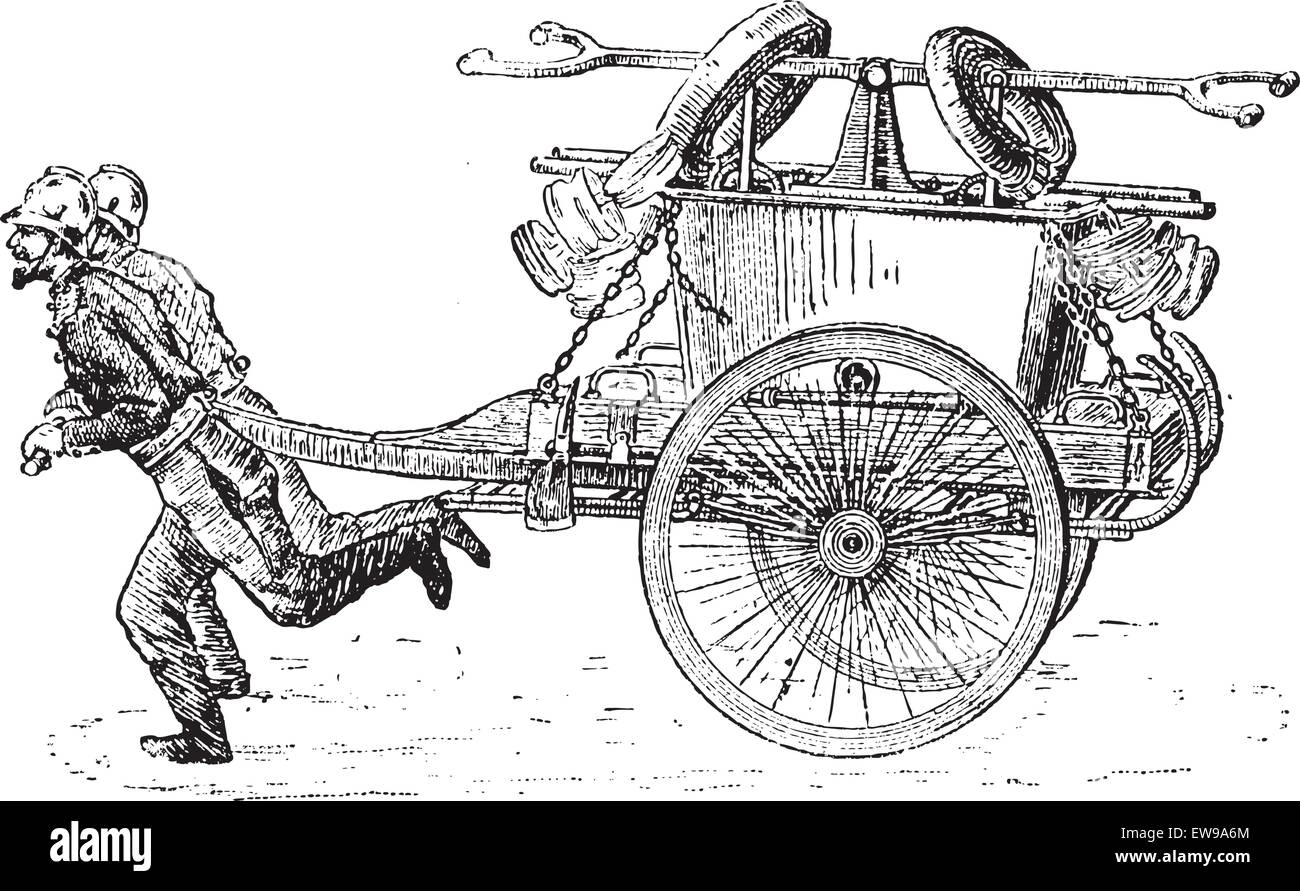 Vieille illustration gravée de pompier avec la pompe à bras élévateur et deux personnes tirant vers l'avant. Dictionnaire de mots et de chose Illustration de Vecteur Vieille illustration gravée de pompier avec la pompe à bras élévateur et deux personnes tirant vers l'avant. Dictionnaire de mots et de chose Illustration de Vecteur