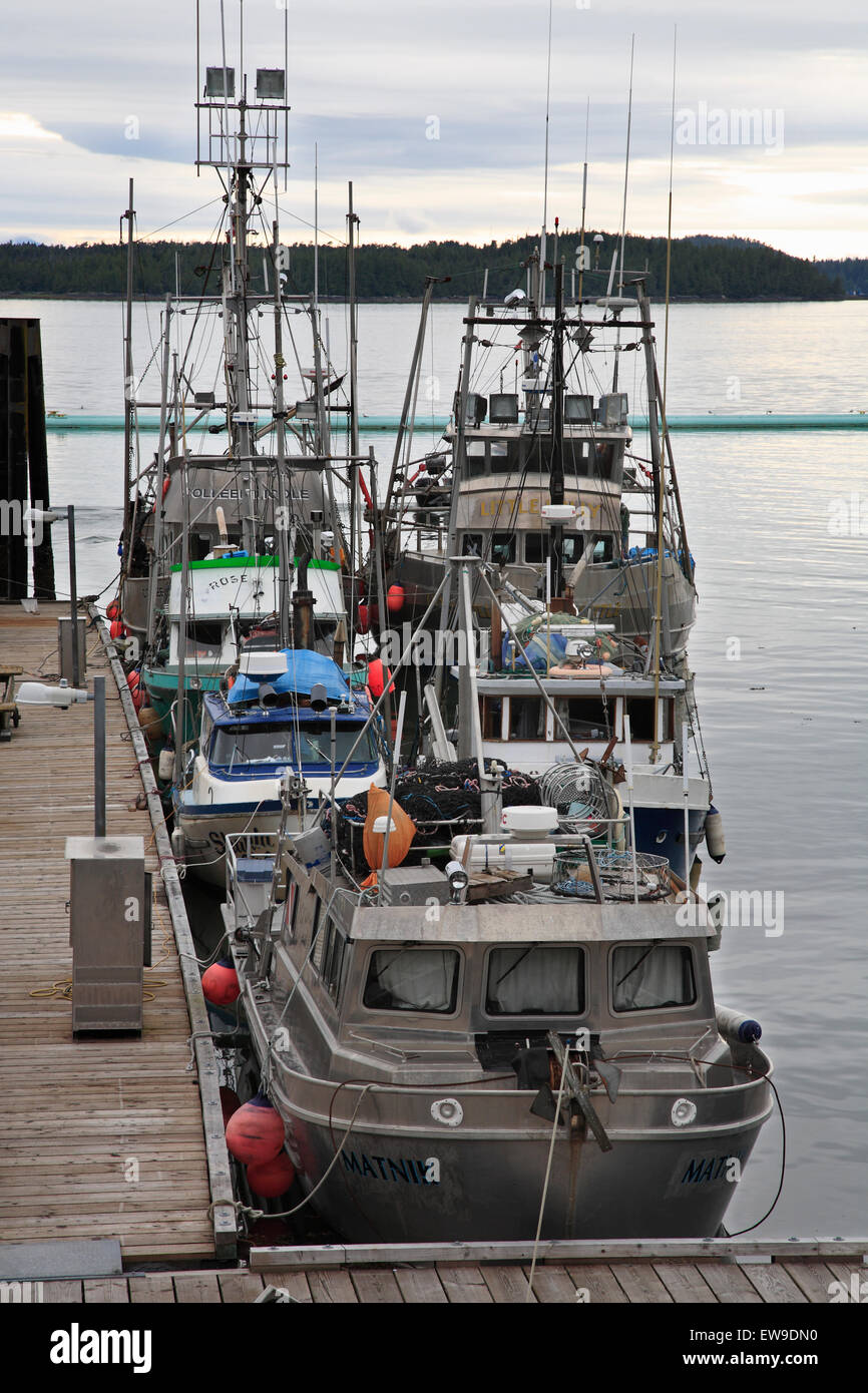 Bateaux de pêche commerciale au quai, Prince Rupert (Columiba Banque D'Images