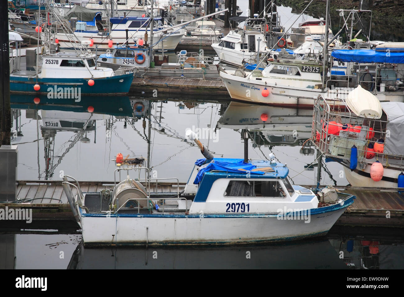 Bateaux de pêche commerciale au quai, Prince Rupert (Columiba Banque D'Images