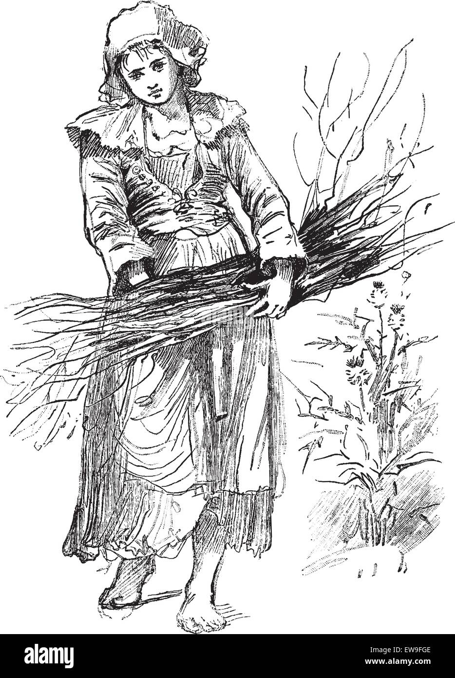 Serviteur du Cap-Breton, vintage engraved illustration. Journal des voyages, Journal de voyage, (1879-1880). Illustration de Vecteur