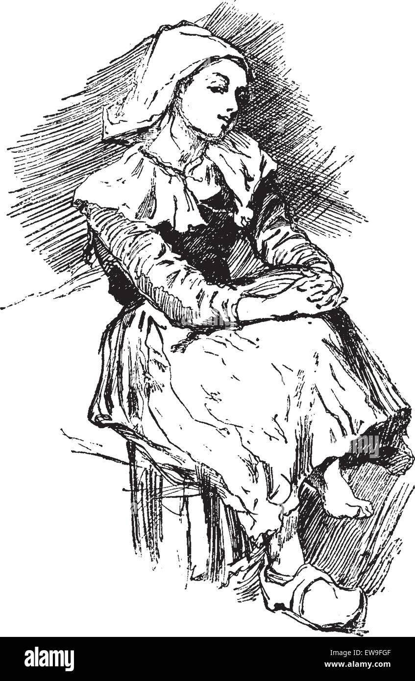 Paysan Breton, vintage engraved illustration. Journal des voyages, Journal de voyage, (1879-1880). Illustration de Vecteur
