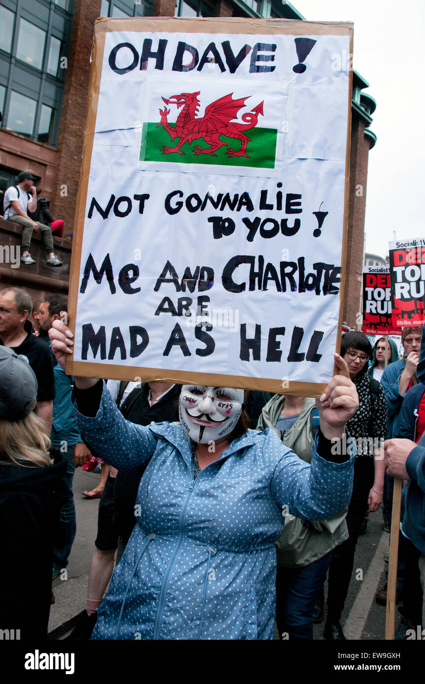 Mars anti-austérité à travers le centre de Londres 20 Juin 2014 Banque D'Images