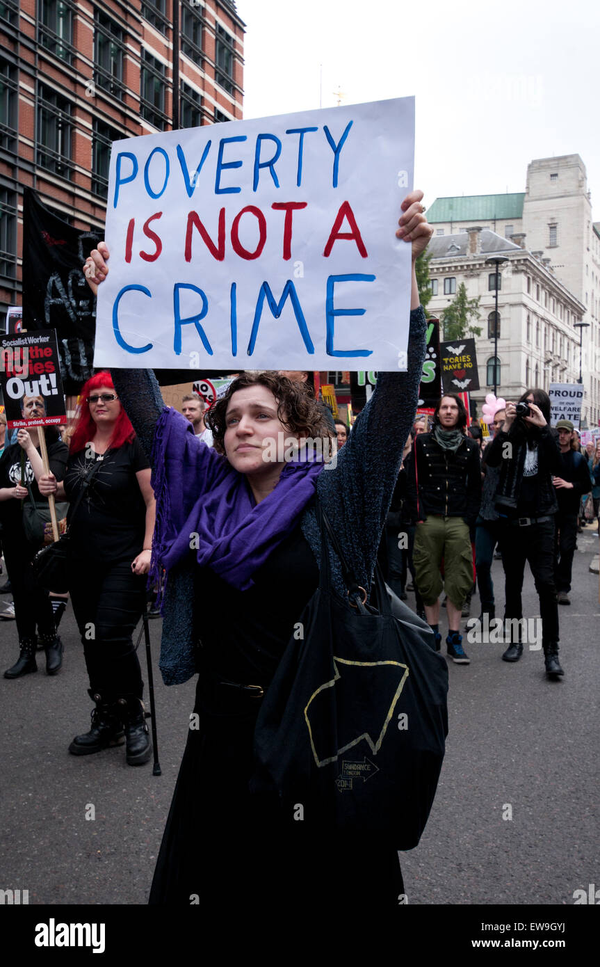 Mars anti-austérité à travers le centre de Londres 20 Juin 2014 Banque D'Images