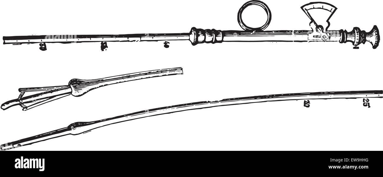 Outil chirurgical Esophagectomy, vintage engraved illustration. Dictionnaire de médecine habituelle - Paul Labarthe - 1885. Illustration de Vecteur