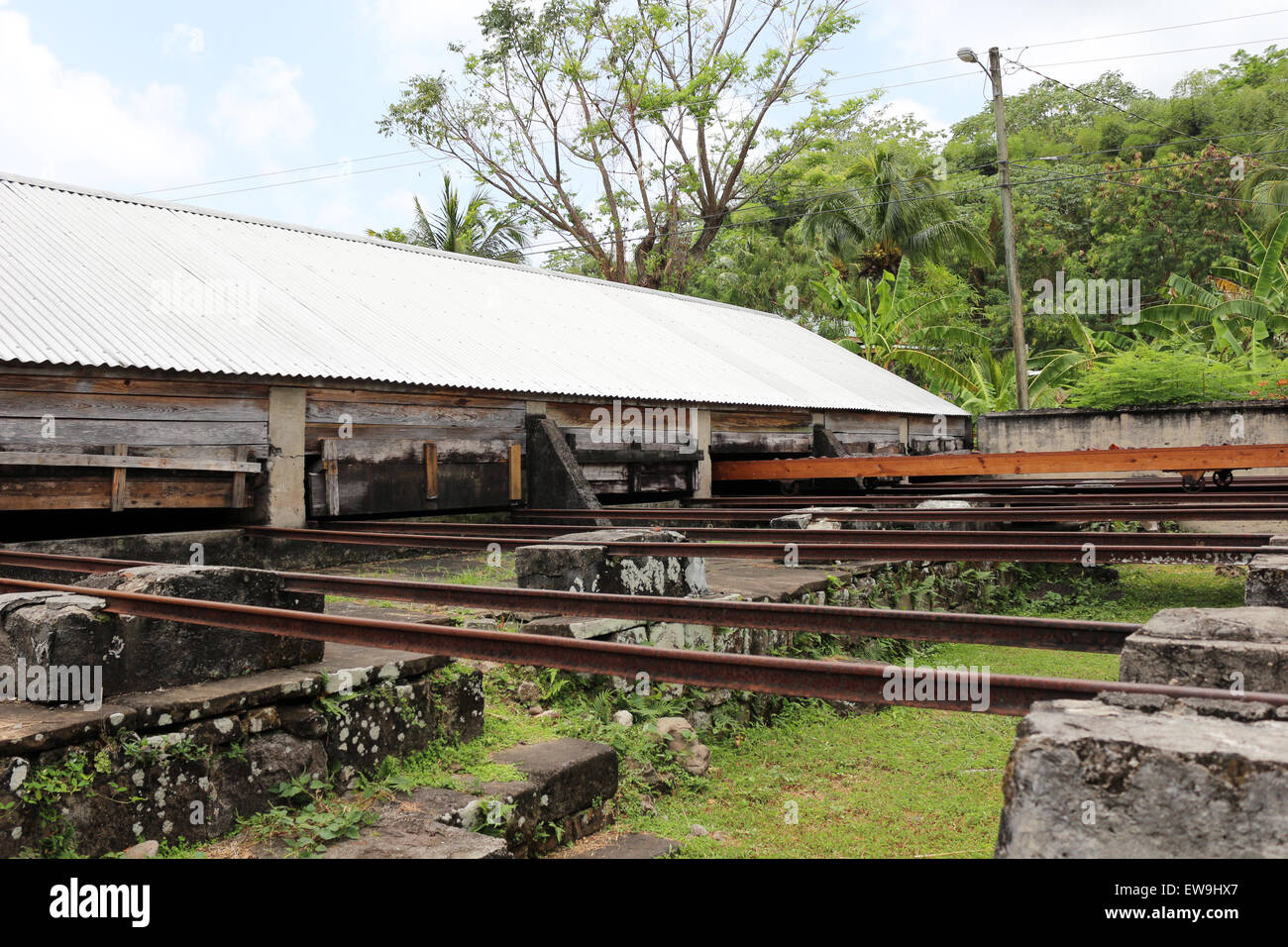 Bâtiments de plantation de cacao à la Grenade Banque D'Images