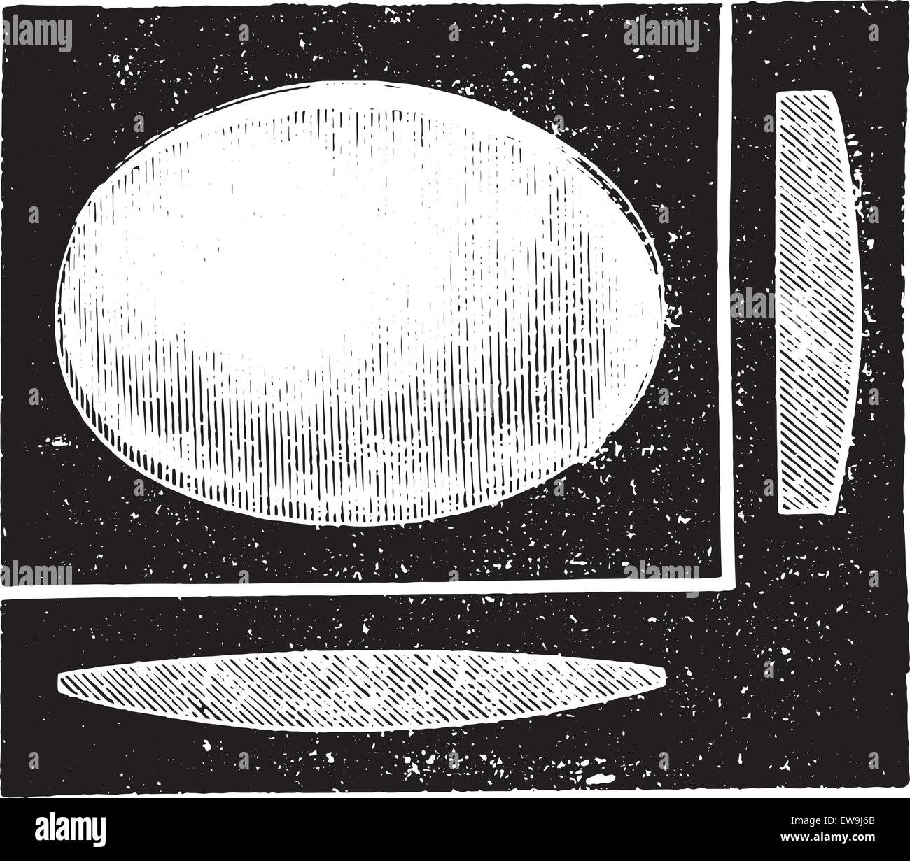 Lentille convexe cylindrique, vintage engraved illustration. Dictionnaire de médecine habituelle par le Dr Labarthe - 1885. Illustration de Vecteur