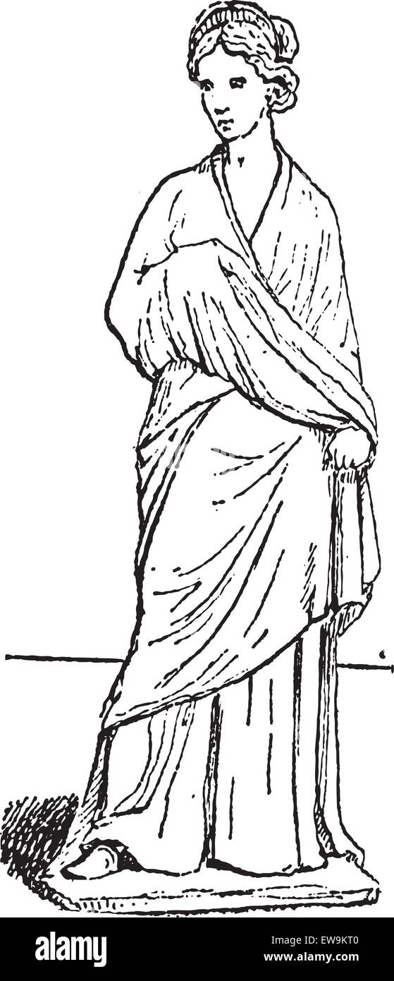 Vieille illustration gravée de Tanagra statuette, qui se trouve dans l'excavation. Dictionnaire des mots et des choses - Larive et Fleury Illustration de Vecteur