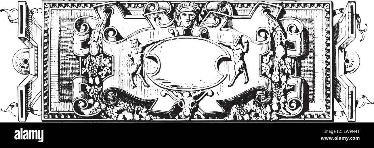 Ornement, Renaissance, Sculpture vintage engraved illustration. Dictionnaire des mots et des choses - Larive et Fleury - 1895. Illustration de Vecteur