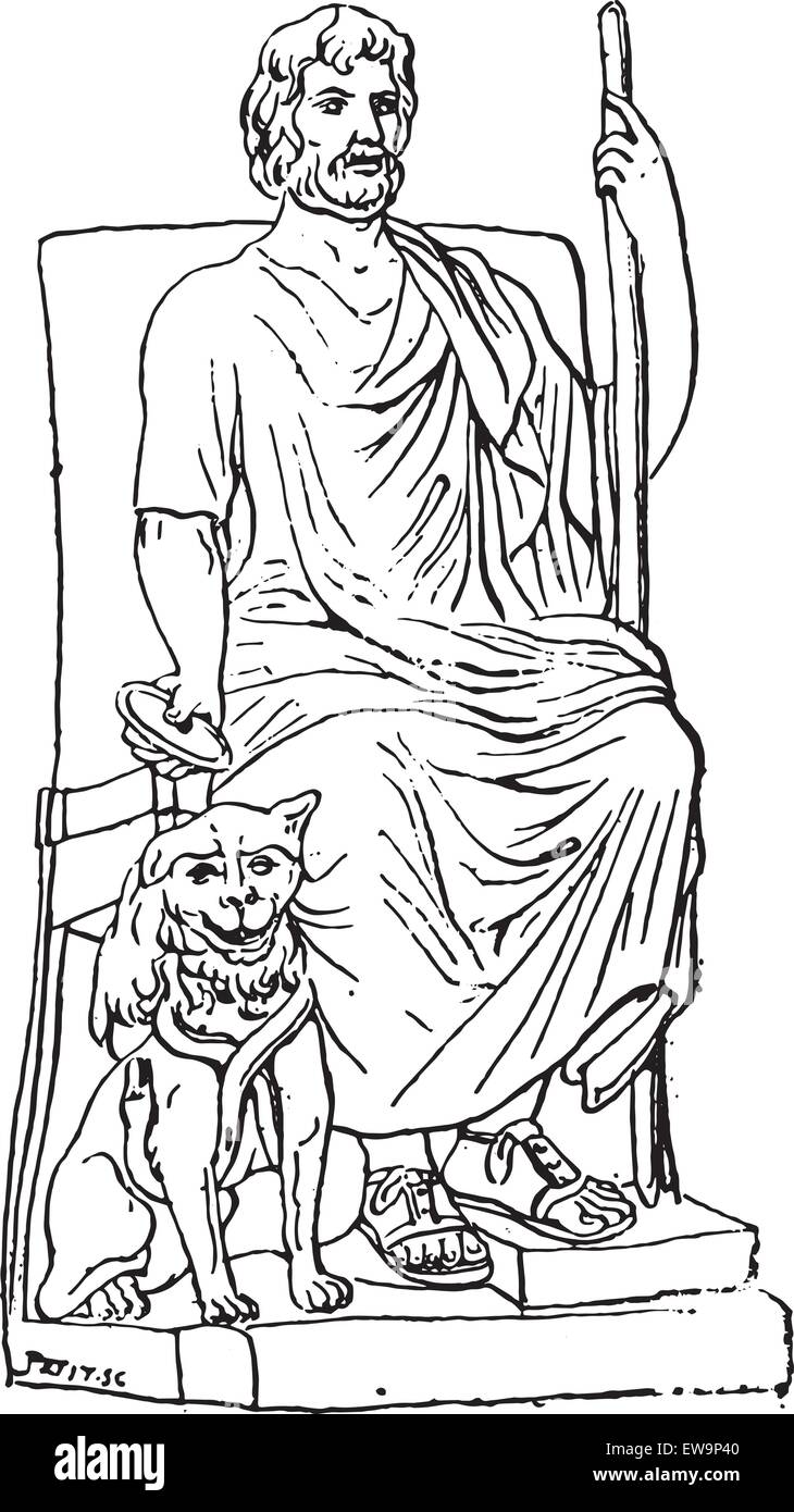 Pluton ou Hadès, vintage engraved illustration. Dictionnaire des mots et des choses - Larive et Fleury - 1895. Illustration de Vecteur