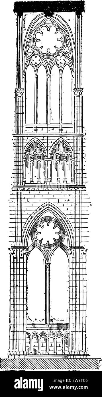Nef de la cathédrale d'Amiens à Amiens, France, vintage engraved illustration. Dictionnaire des mots et des choses - Larive et Fleur Illustration de Vecteur