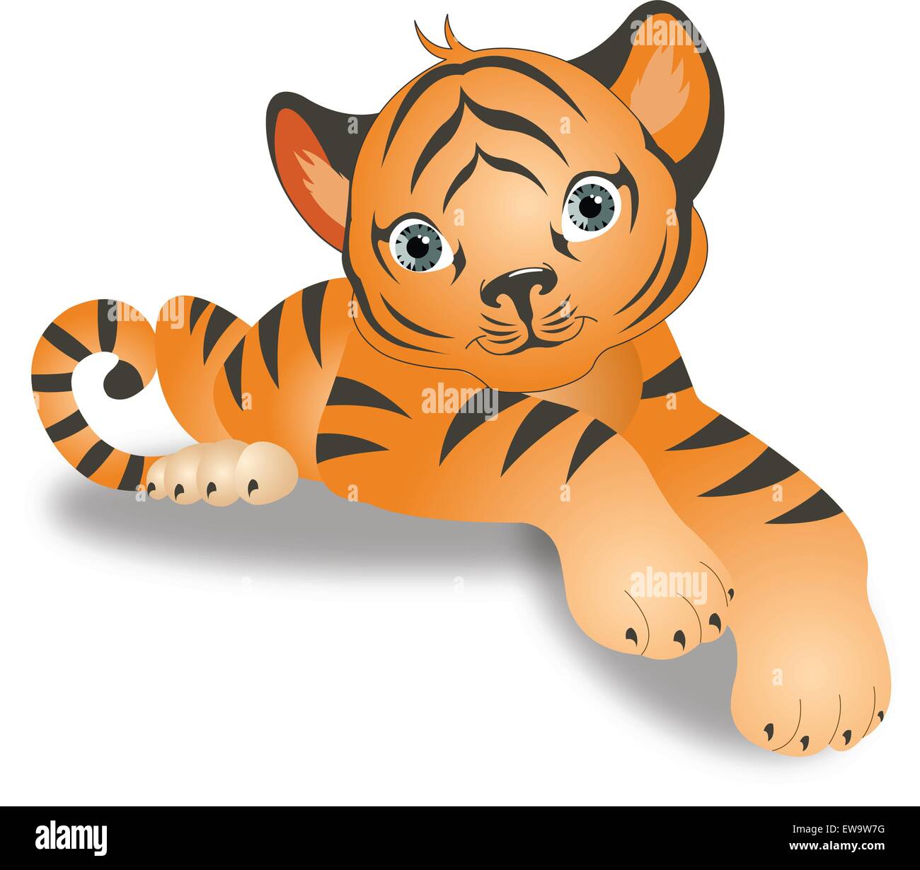 Tiger Cub, jeunes, Orange avec des rayures noires, vector illustration Illustration de Vecteur Tiger Cub, jeunes, Orange avec des rayures noires, vector illustration Illustration de Vecteur