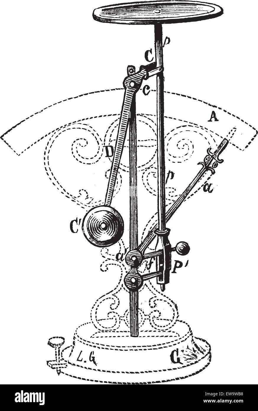 Vieille illustration gravée de lettre d'isolé sur fond blanc. Encyclopédie industrielle E.-O. Lami - 1875. Illustration de Vecteur