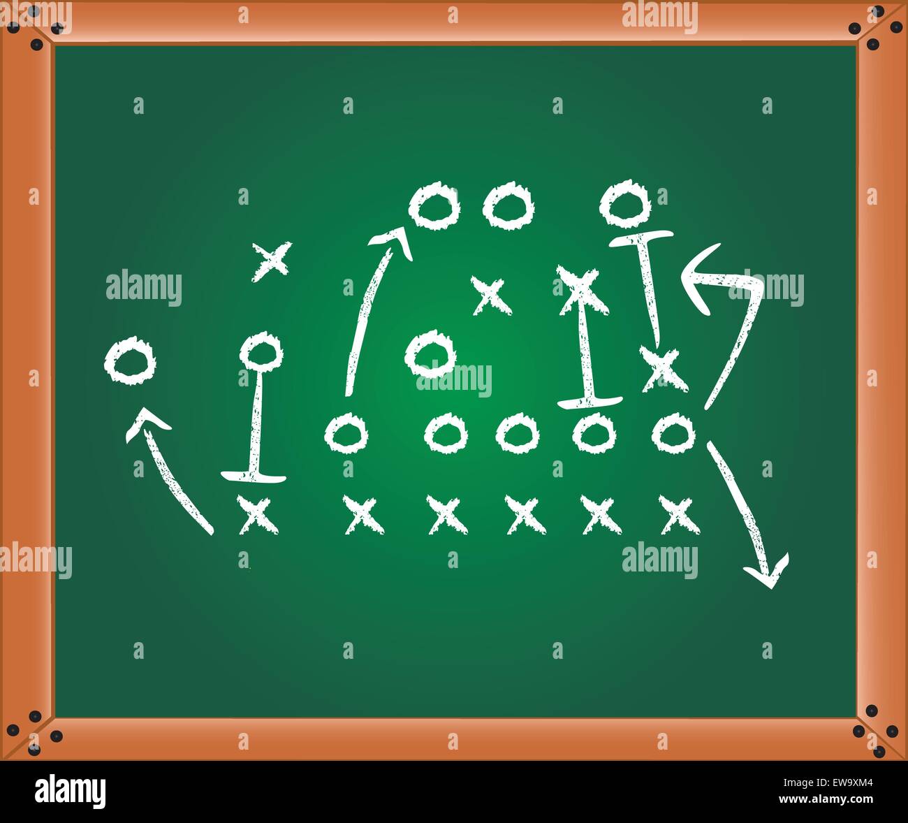 Le plan de match play soccer illustré de la craie sur un tableau noir, vector illustration Illustration de Vecteur